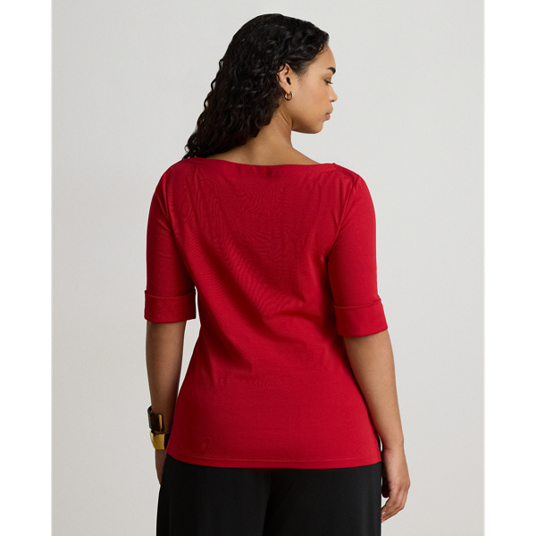 Stretch Cotton Boatneck Tee