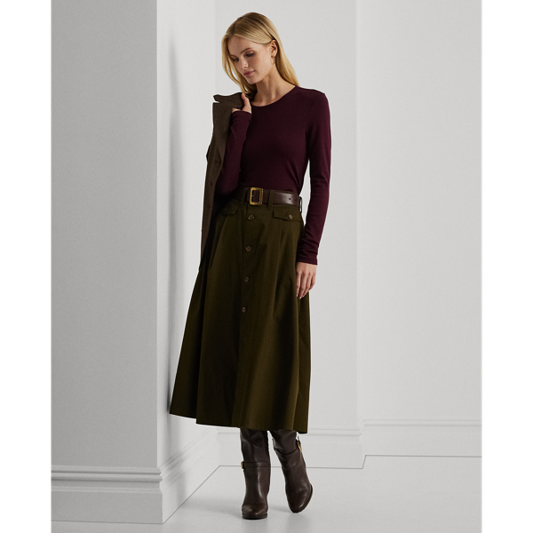 Pinot Noir Cotton-Blend Long-Sleeve Top Lauren 4