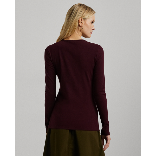 Pinot Noir Cotton-Blend Long-Sleeve Top Lauren 5