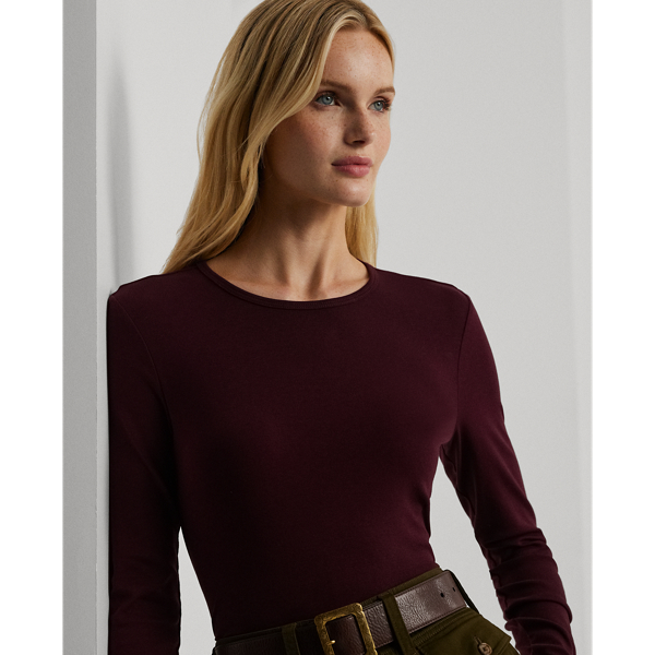 Pinot Noir Cotton-Blend Long-Sleeve Top Lauren 6