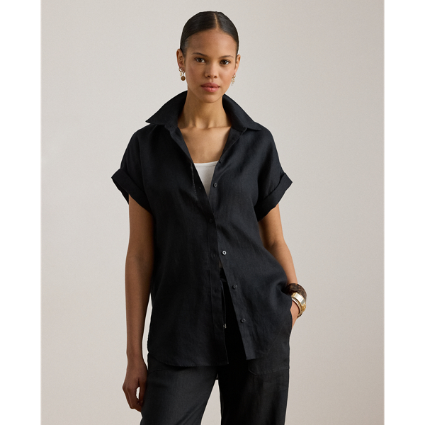 Relaxed Fit Linen Short-Sleeve Shirt