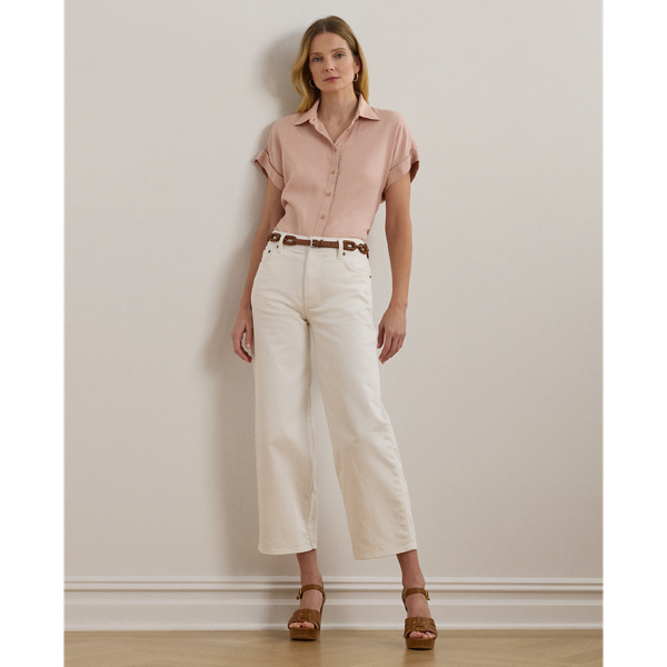 売れ筋商品|||ラルフローレン シャツ レディース トップス RELAXED FIT LINEN SHORT SLEEVE SHIRT - Button-down blouse - white s7-AI200699152053_alternate1?$