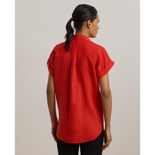 Relaxed Fit Linen Short-Sleeve Shirt