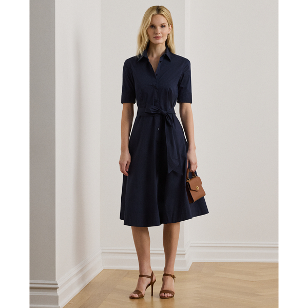 Belted Cotton-Blend Shirtdress