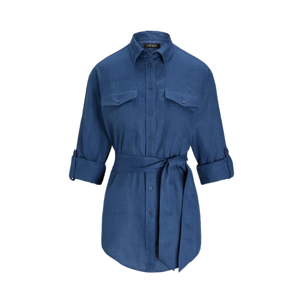 Relaxed Fit Belted Linen Shirt