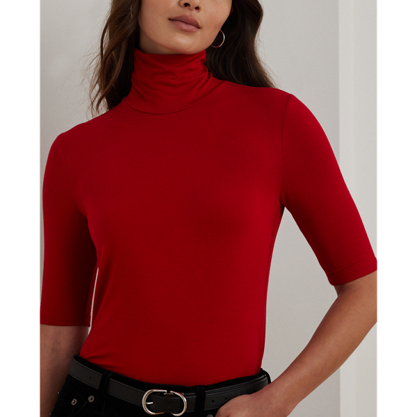 Festive Red Stretch Jersey Turtleneck Lauren 6
