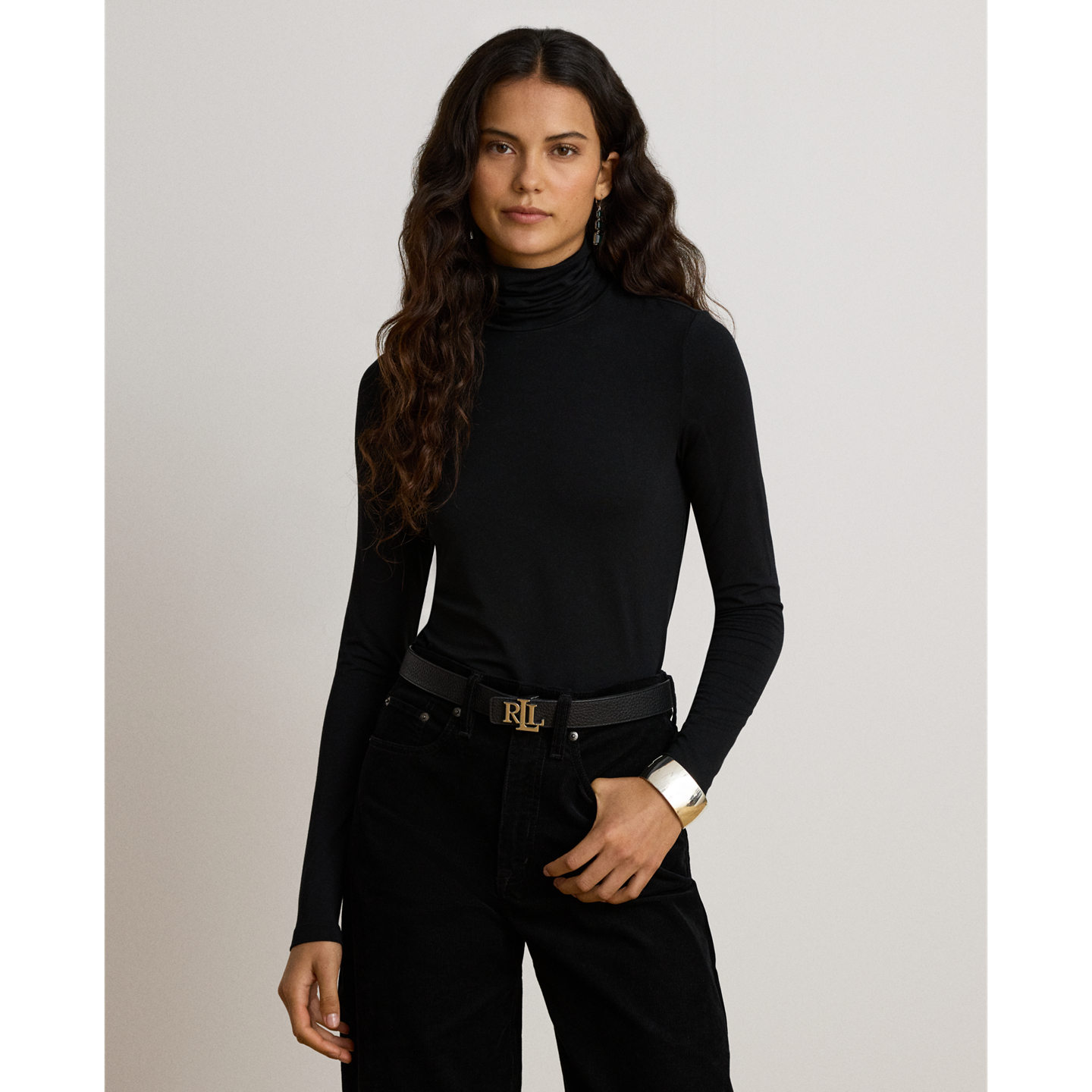 Женская водолазка Ralph Lauren из стрейч-джерси, цвет: Чёрный — фото 4