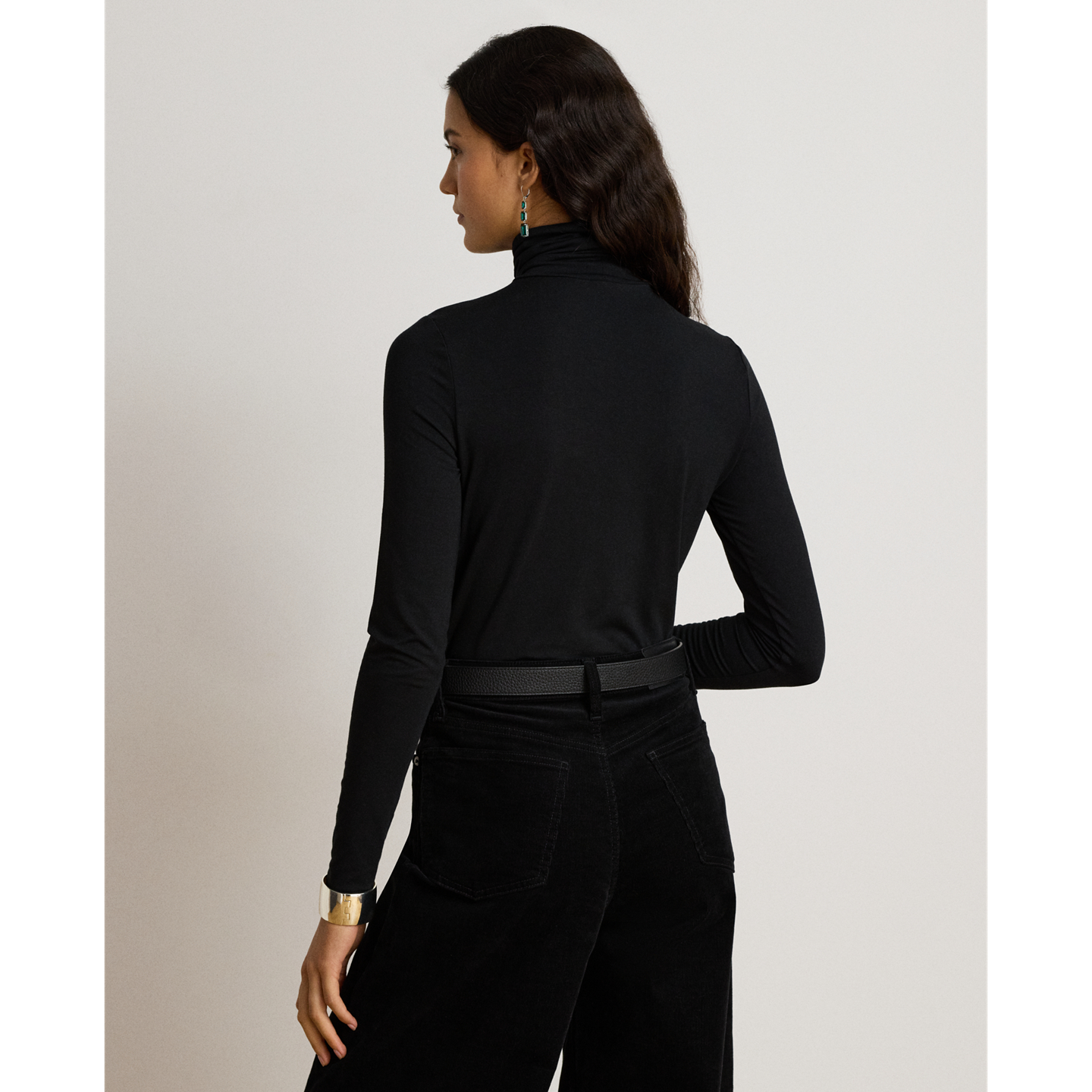 Женская водолазка Ralph Lauren из стрейч-джерси, цвет: Чёрный — фото 2