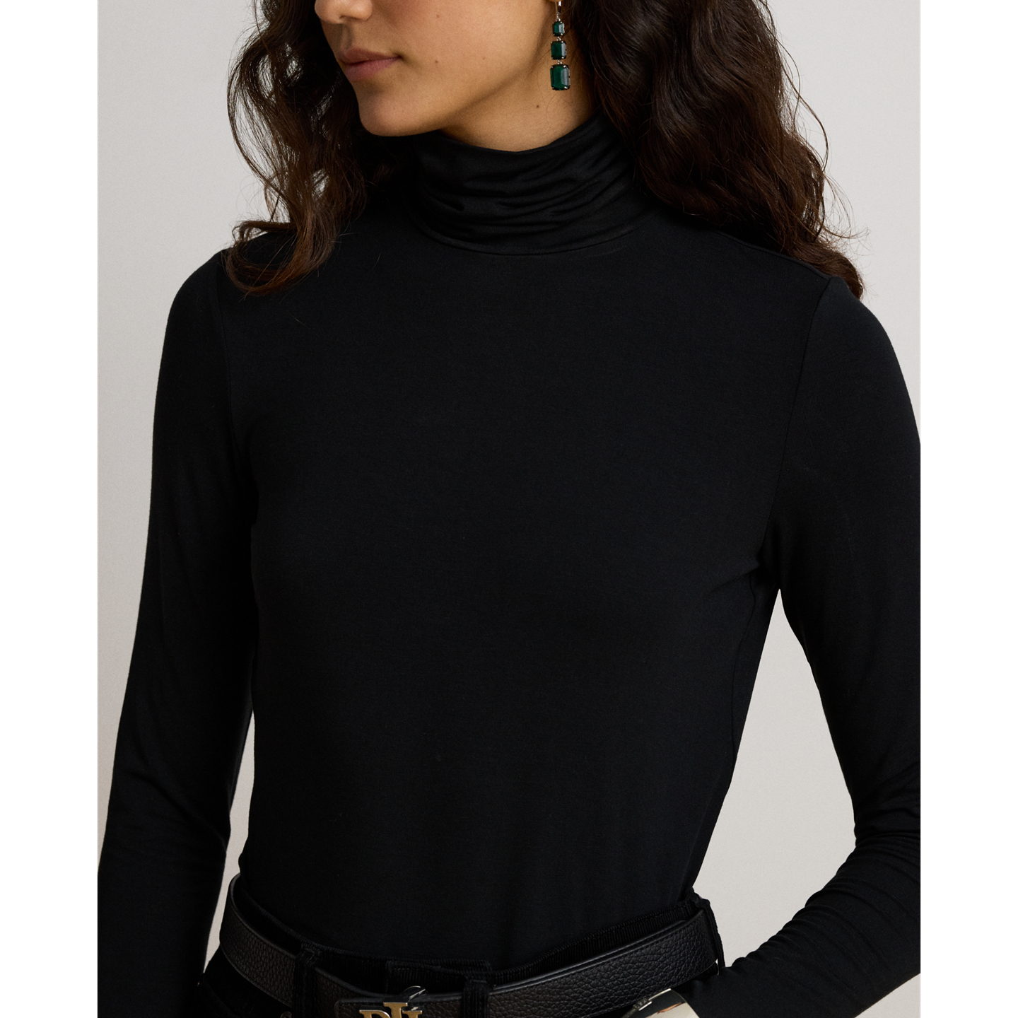 Женская водолазка Ralph Lauren из стрейч-джерси, цвет: Чёрный — фото 3