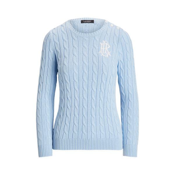 Button-Trim Cable-Knit Jumper