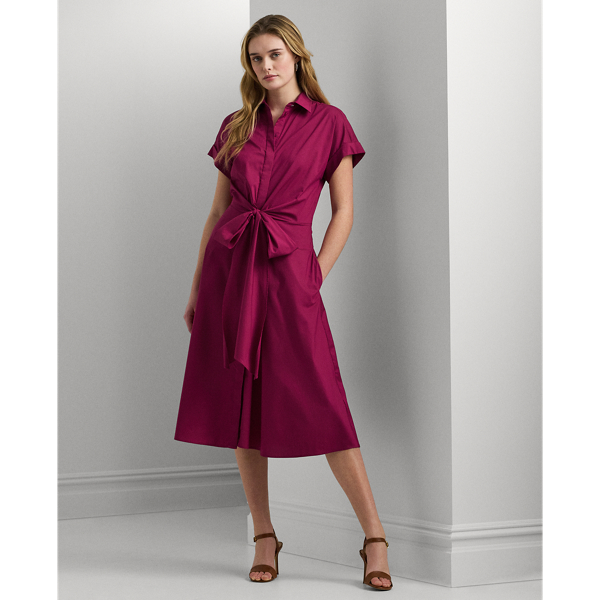 Fuchsia Berry Stretch Cotton Shirtdress Lauren 1