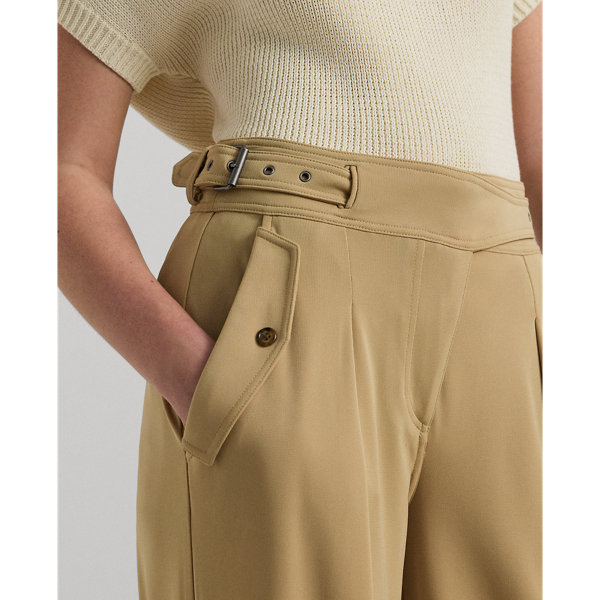 ローレン ラルフ ローレン LAUREN RALPH LAUREN プリーテッド ストレッチ ジャージー ワイドレッグ パンツ （270ブラウン） ローレン ラルフ ローレン LAUREN RALPH LAUREN プリーテッド