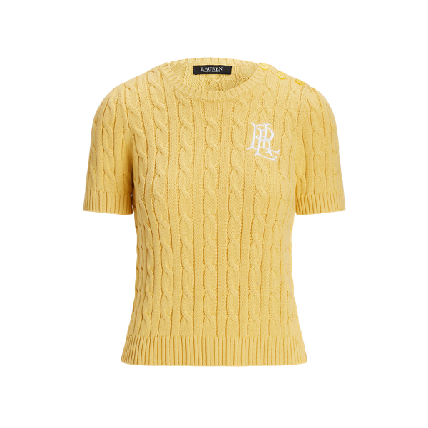 Cable-Knit Cotton Short-Sleeve Jumper