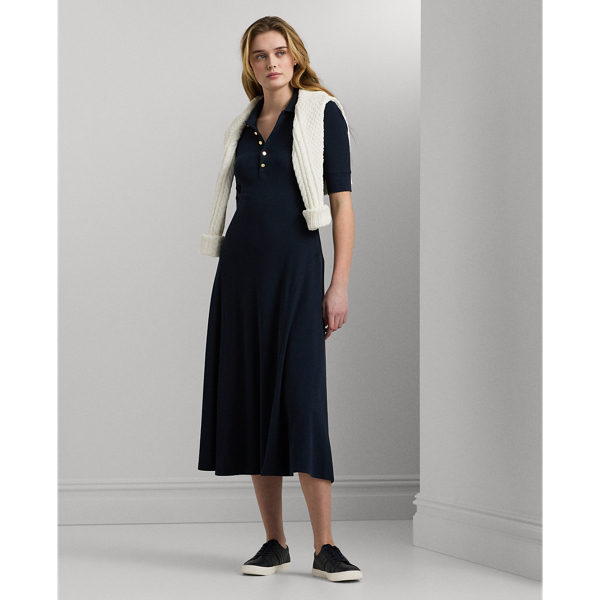 Lauren Navy Cotton-Blend Polo Dress Lauren 1