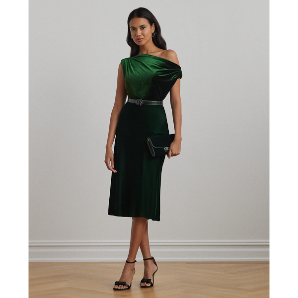 Emerald Green Velvet Velvet A-Line Skirt Lauren 1