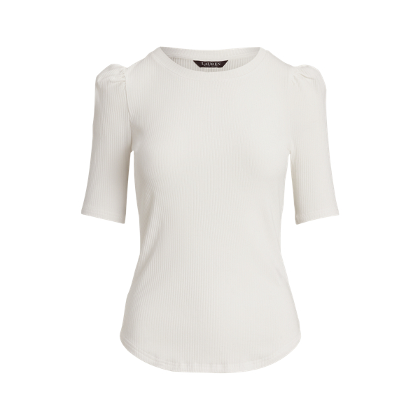 Rib-Knit Cotton-Blend Elbow-Sleeve Tee