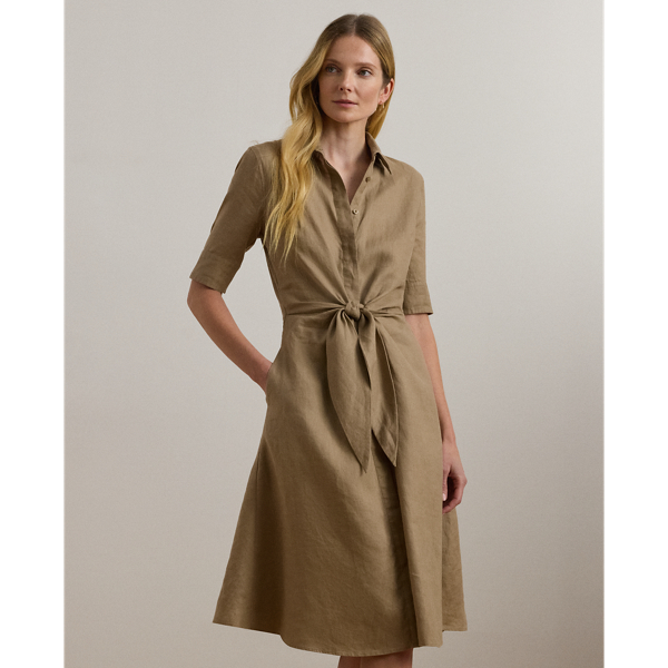 Tie-Front Linen Shirtdress