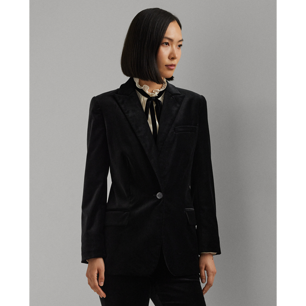 Black Velvet Stretch Velvet Blazer Lauren 1