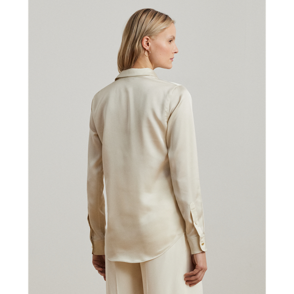 売れ筋商品|||ラルフローレン シャツ レディース トップス CLASSIC FIT SATIN CHARMEUSE SHIRT - Button-down blouse - mascarpone cream Classic Fit Satin Charmeuse Shirt