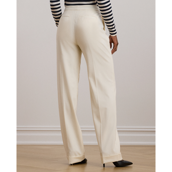 Pleated Wool Twill Straight Pant
