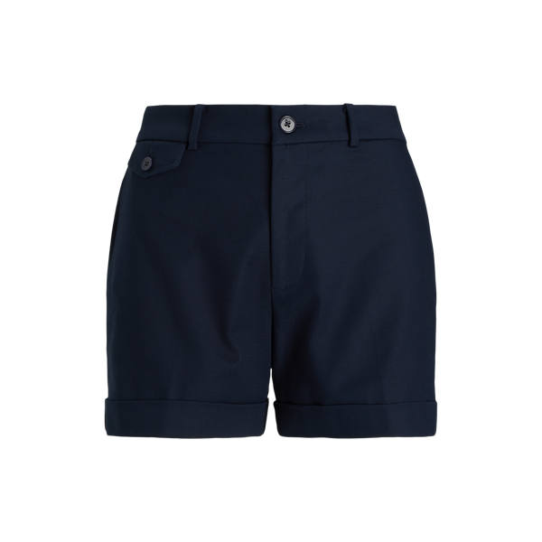 Short in cotone double-face con pieghe