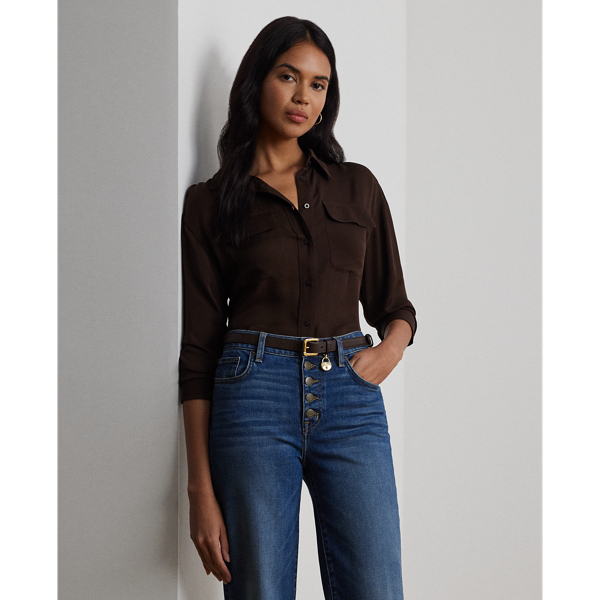 Circuit Brown Crepe de Chine Shirt Lauren 1