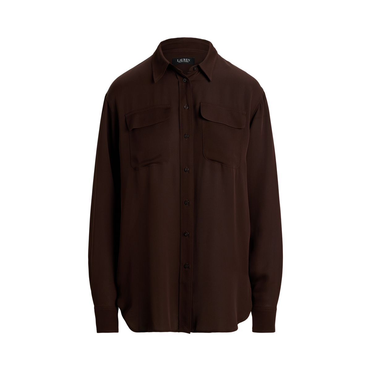 (取寄) ローレン ラルフローレン レディース クレープ ドゥ チャイナ シャツ LAUREN Ralph Lauren women Crepe de Chine Shirt Circuit Brown Lauren Ralph Lauren Womens Crepe de Chine Shirt, Circuit