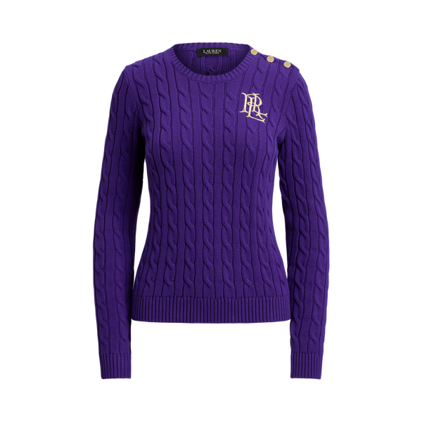 ローレンラルフローレン ロゴワッペン 肩ボタントリムニット S ケーブルニット LAUREN RALPH LAUREN（ローレン ラルフローレン） ニット セーター