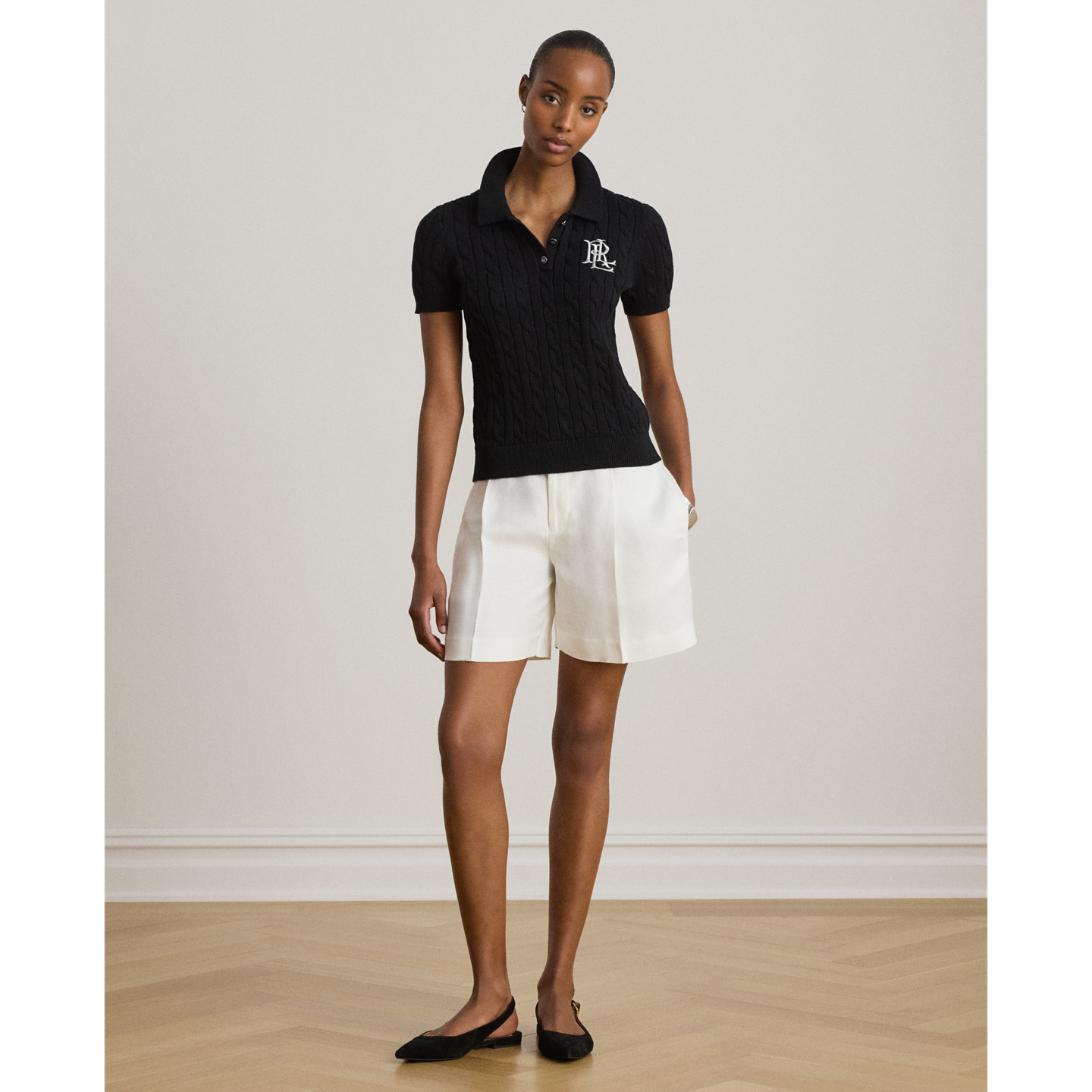 Детский свитер Ralph Lauren Cable-Knit Cotton Polo, цвет: Чёрный — фото 1