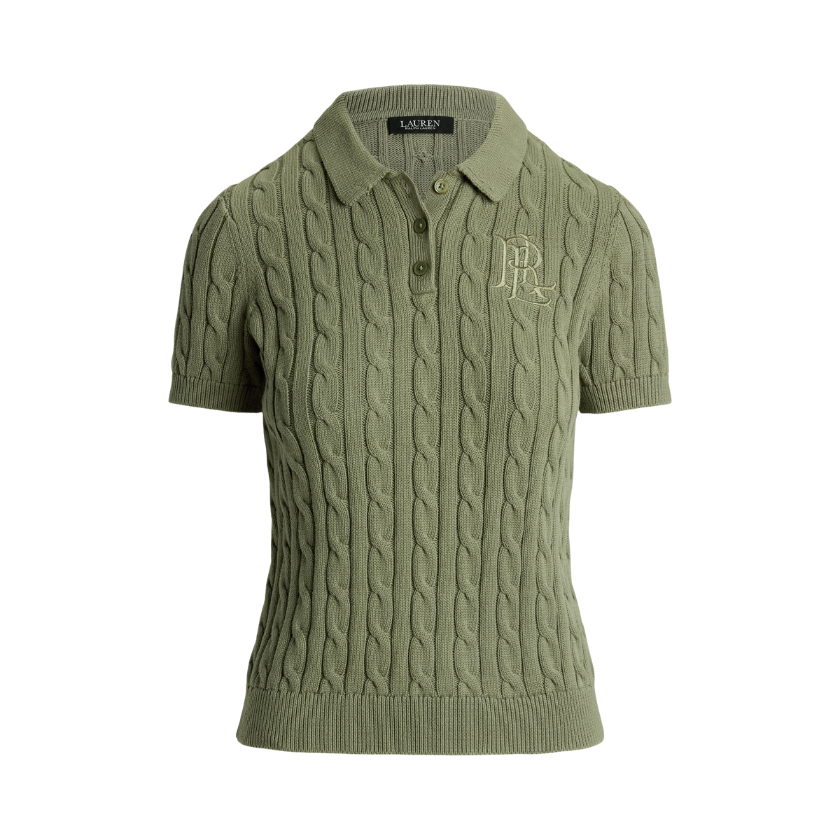 ポロラルフローレン コットンボーダー ケーブルニットポロシャツ XSサイズ RALPH LAUREN｜ケーブルニット コットン ポロ セーター