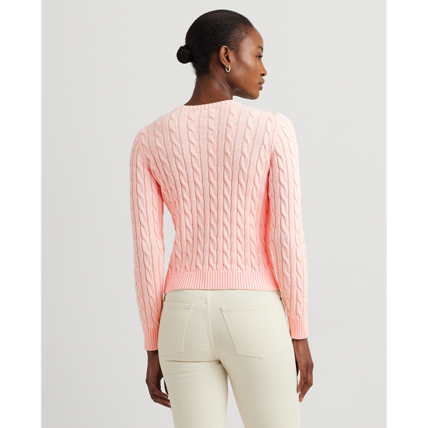 Pink Opal Cable-Knit Cotton Cardigan Lauren 5