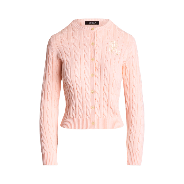 Pink Opal Cable-Knit Cotton Cardigan Lauren 2
