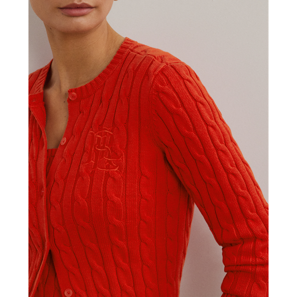売れ筋商品|||ラルフローレン ニット&セーター レディース アウター CABLE KNIT COTTON CARDIGAN - Cardigan - bright vermilion Cable-Knit Cotton Cardigan