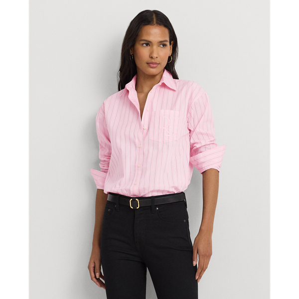 Ralph lauren pink striped shirt ladies on sale