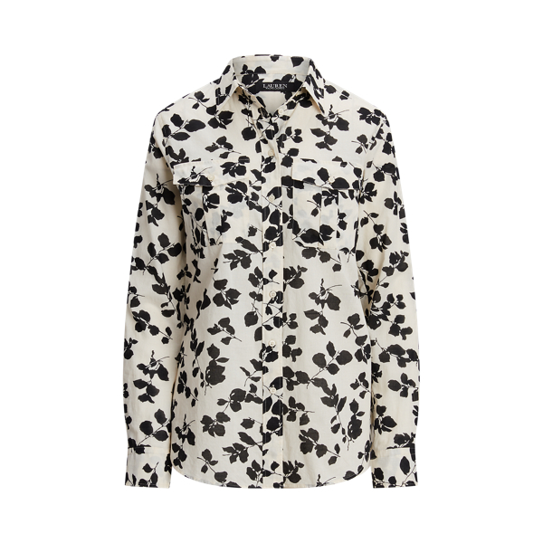 Classic Fit Leaf-Print Voile Shirt Lauren 1