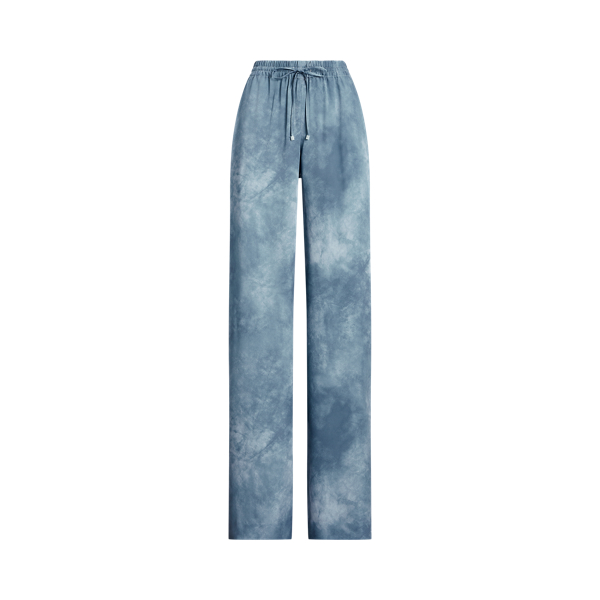 Pantalon jambe large motif en charmeuse
