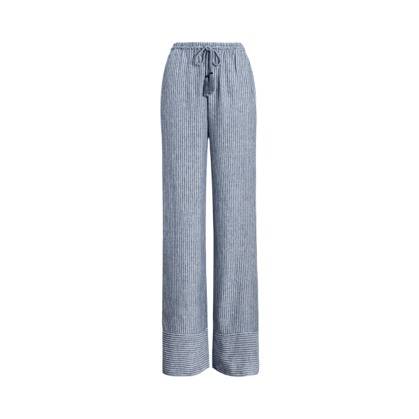 Pinstripe Linen Wide-Leg Trouser