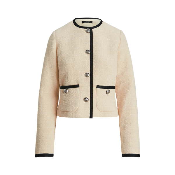 Zweifarbige kurze Jacke aus Bouclé