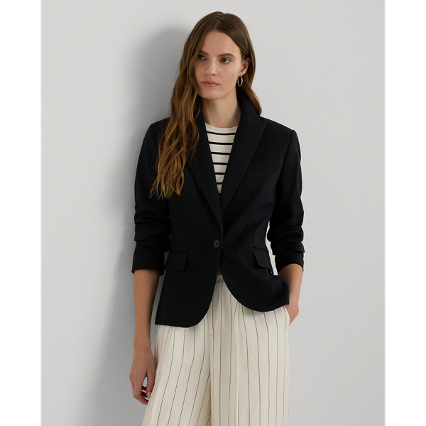 Black Stretch-Cotton-Blend Blazer Lauren 1