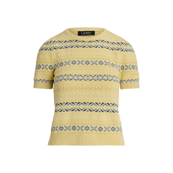 Camisola de algod&atilde;o e linho Fair Isle