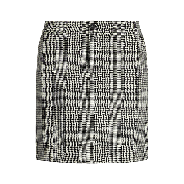 Glen Plaid Tweed Pencil Miniskirt