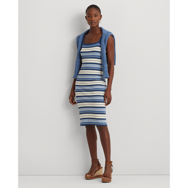 Multi Striped Cotton-Blend Tank Dress Lauren 1