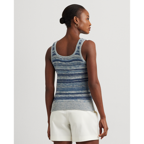 ラルフ・ローレン Lauren Ralph Lauren Striped Linen-Cotton Sweater Tank Top レディース シャ Striped Linen-Cotton Sweater Tank Top