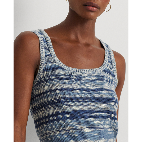 ラルフ・ローレン Lauren Ralph Lauren Striped Linen-Cotton Sweater Tank Top レディース シャ Striped Linen-Cotton Sweater Tank Top