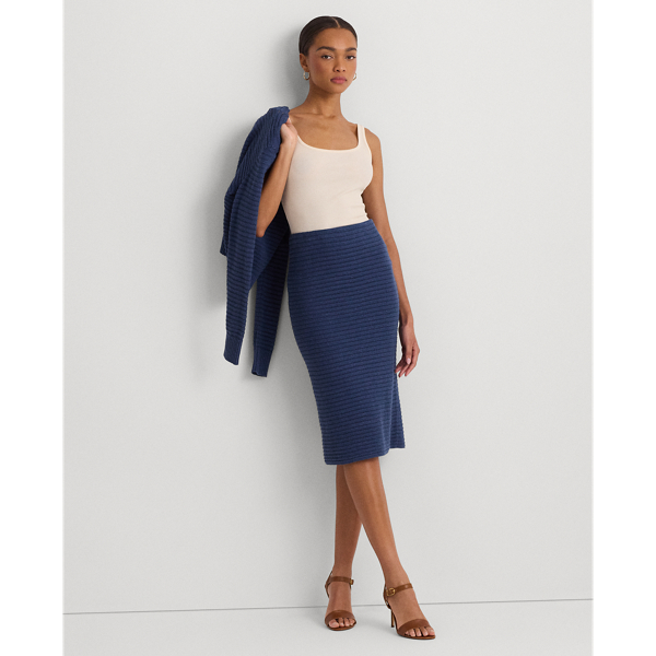 Linen-Cotton Sweater Pencil Skirt