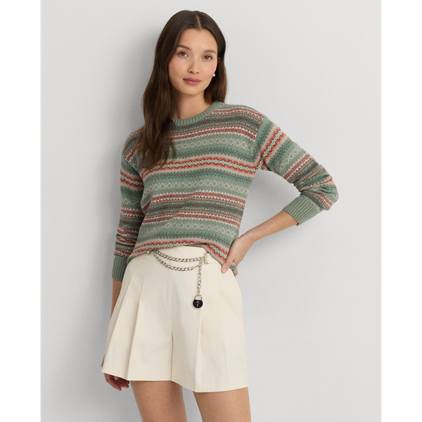 Multi Fair Isle Cotton-Blend Sweater Lauren 1