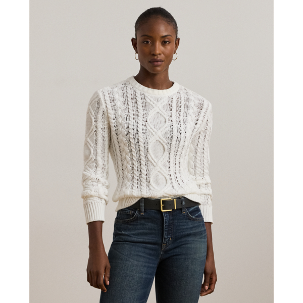 Ralph lauren women's white sweater best sale