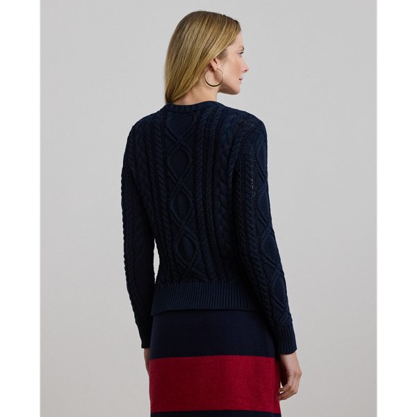 Aran-Knit Cotton-Blend Crewneck Sweater