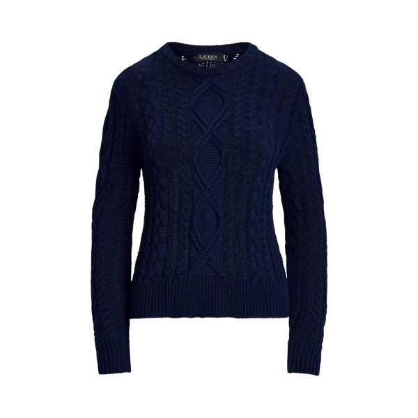 Aran-Knit Cotton-Blend Crewneck Sweater