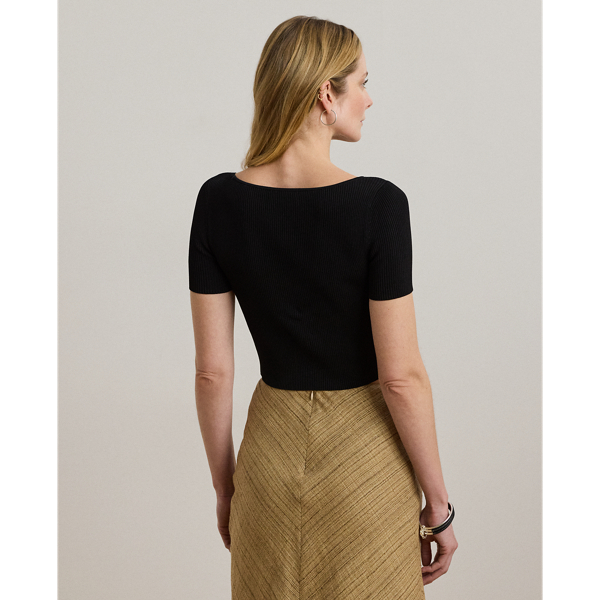 Pull côtelé court à manches courtes